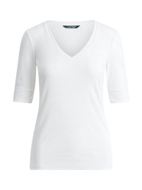 t-shirt donna scollo a v bianco Ralph Lauren | 200815843001